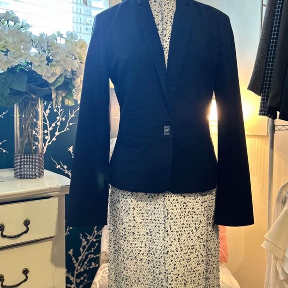 STUNNING, REBECCA TAYLOR, white with blue and grey tweed dress 👗 in size 16 - Picture 4 of 10